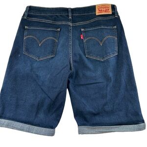 LEVI STRAUSS & CO Blue Dark Wash Bermuda Jean Shorts 30